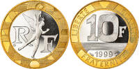 France 10 Francs Coin, Génie, Paris, Proof, Bi-Metallic -