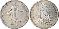 France 1/2 Franc Coin, Semeuse, Paris, FDC, Nickel, KM:931.1 -