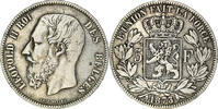 Belgium 5 Francs, 5 Frank Coin, Leopold II, Silver, KM:24 -