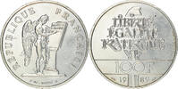 France 100 Francs Coin, Droits de l'Homme, Silver, KM:970 -