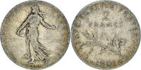 France 2 Francs Coin, Semeuse, Paris, Silver, KM:845.1 -