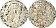 Belgium 5 Francs, 5 Frank Coin, Leopold II, Silver, KM:24 -