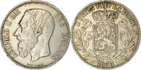 Belgium 5 Francs, 5 Frank Coin, Leopold II, Silver, KM:24 -