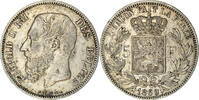 Belgium 5 Francs, 5 Frank Coin, Leopold II, Silver, KM:24 -