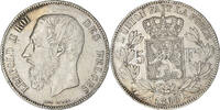 Belgium 5 Francs, 5 Frank Coin, Leopold II, Brussels, Silver -