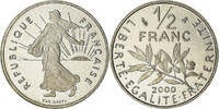 France 1/2 Franc Coin, Semeuse, Paris, Proof / BE, Nickel -