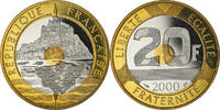 France 20 Francs Coin, Mont Saint Michel, Paris, Proof / BE -