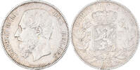 Belgium 5 Francs, 5 Frank Coin, Leopold II, Silver, KM:24 -
