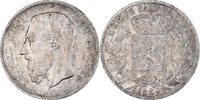 Belgium 5 Francs, 5 Frank Coin, Leopold II, Brussels, Silver -