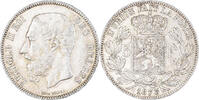 Belgium 5 Francs, 5 Frank Coin, Leopold II, Silver, KM:24 -