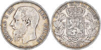 Belgium 5 Francs, 5 Frank Coin, Leopold II, Silver, KM:24 -