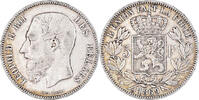 Belgium 5 Francs, 5 Frank Coin, Leopold II, Silver, KM:24 -
