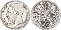 Belgium 5 Francs, 5 Frank Coin, Leopold II, Silver, KM:24 -