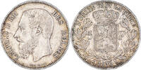 Belgium 5 Francs, 5 Frank Coin, Leopold II, Silver, KM:24 -