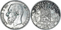Belgium 5 Francs, 5 Frank Coin, Leopold II, Silver, KM:24 -