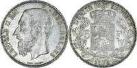 Belgium 5 Francs, 5 Frank Coin, Leopold II, Silver, KM:24 -