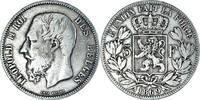 Belgium 5 Francs, 5 Frank Coin, Leopold II, Silver, KM:24 -