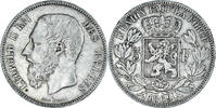 Belgium 5 Francs, 5 Frank Coin, Leopold II, Silver, KM:24 -
