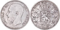 Belgium 5 Francs, 5 Frank Coin, Leopold II, Silver, KM:24 -