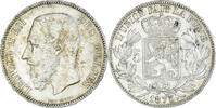 Belgium 5 Francs, 5 Frank Coin, Leopold II, Silver, KM:24 -