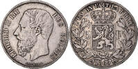 Belgium 5 Francs, 5 Frank Coin, Leopold II, Silver, KM:24 -