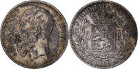 Belgium 5 Francs, 5 Frank Coin, Leopold II, Silver, KM:24 -