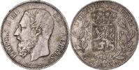Belgium 5 Francs, 5 Frank Coin, Leopold II, Silver, KM:24 -