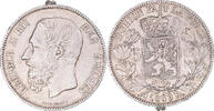 Belgium 5 Francs, 5 Frank Coin, Leopold II, Silver, KM:24 -