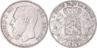 Belgium 5 Francs, 5 Frank Coin, Leopold II, Silver, KM:24 -