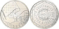 France 10 Euro Bretagne, Paris, Silver, KM:1648 -