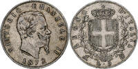 Italy 5 Lire Coin, Vittorio Emanuele II, Milan, Silver -