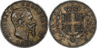 Italy 5 Lire Coin, Vittorio Emanuele II, Milan, Silver -