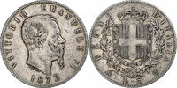 Italy 5 Lire Coin, Vittorio Emanuele II, Milan, Silver -