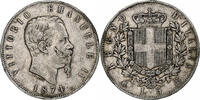 Italy 5 Lire Coin, Vittorio Emanuele II, Milan, Silver -