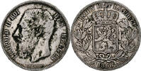 Belgium 5 Francs, 5 Frank Coin, Leopold II, Silver, KM:24 -