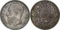 Belgium 5 Francs, 5 Frank Coin, Leopold II, Silver, KM:24 -