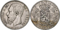 Belgium 5 Francs, 5 Frank Coin, Leopold II, Silver, KM:24 -