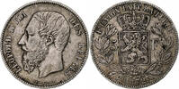 Belgium 5 Francs, 5 Frank Coin, Leopold II, Silver, KM:24 -