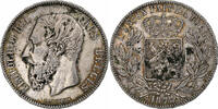 Belgium 5 Francs, 5 Frank Coin, Leopold II, Silver, KM:24 -