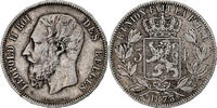 Belgium 5 Francs, 5 Frank Coin, Leopold II, Silver, KM:24 -