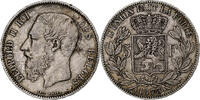 Belgium 5 Francs, 5 Frank Coin, Leopold II, Silver, KM:24 -