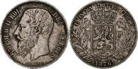 Belgium 5 Francs, 5 Frank Coin, Leopold II, Silver, KM:24 -
