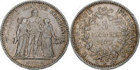 France 5 Francs Coin, Hercule, Paris, Silver, KM:820.1 -