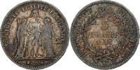 France 5 Francs Coin, Hercule, Bordeaux, Silver, KM:820.2 -