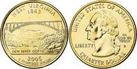 United States Quarter West Virginia, U.S. Mint, golden, Copper-Nickel -