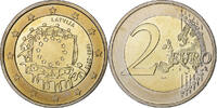 Latvia 2 Euro 30 ans Drapeau européen, Bi-Metallic, KM:New -