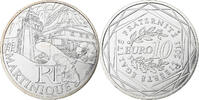 France 10 Euro Euros des régions, Martinique, Paris, Silver -