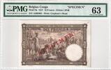 Belgian Congo 10 Francs 1937 1937-09-10, Specimen, PMG UNC 63