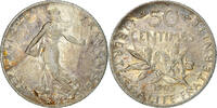 France 50 Centimes Coin, Semeuse, Paris, Silver, KM:854 -