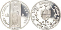 Andorra 10 Diners Coin, Proof / BE, Silver, KM:89 -